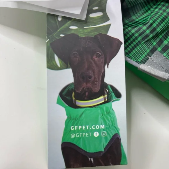 GF Pet Dog Raincoat Reversible Raincoat Green Plaid Size xL - Picture 7 of 9